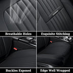 Coverado Car Seat Covers Full Set, Seat Covers for Cars, Black Car Seat Cover, Nappa Leather Car Seat Cushion, Car Seat Prote