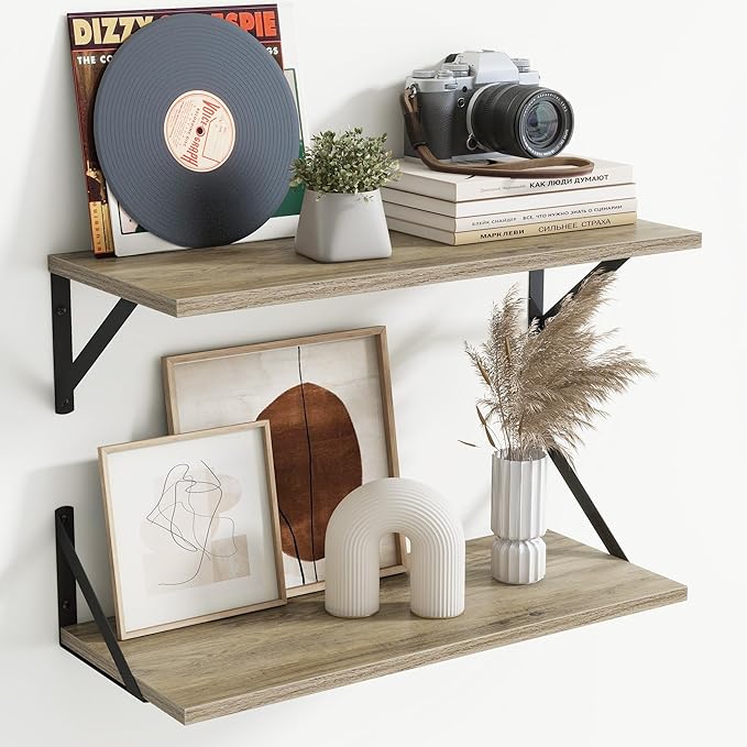Floating Shelves for Wall Decor,24" Wx8 D Wall Mount Floating Bookshelf Set of 2,Hanging Storage Shelf with Sturdy Metal Brac