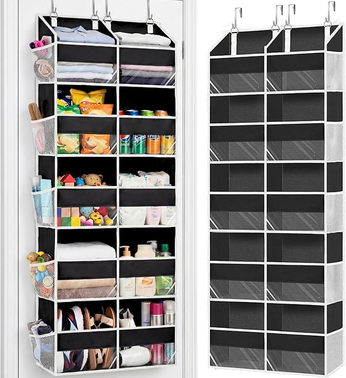 Over the Door Organizer 5 Tiers, Extra Large Behind Door Storage of 10 Compartments, 80 lbs Weight Capacity Hanging Storage O