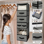 GRANNY SAYS Hanging Closet Organizer 6 Shelves, Closet Organizers and Storage with 5 Drawers, 6 Side Pockets Closet Hanging O