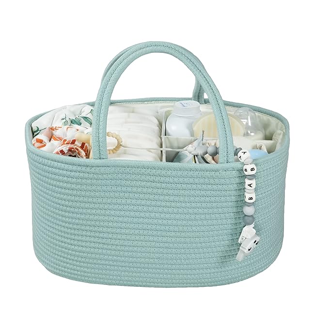 Large Baby Diaper Caddy Organizer for Girl Boy Rope Nursery Storage Bin Basket Portable Holder Tote Bag for Changing Table Ca