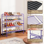 SUFAUY 2-Tier 33" Wide Shoe Rack Closet Metal Wire, Stackable, Purple