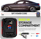 FORTEM Tire Inflator Portable Air Compressor, Air Pump for Car Tires and Bikes, Car Tire Pump w/Auto Shut Off, 150 PSI, 12V DC, LED Light, Carrying Case, for Men, Women