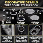 Bling Car Accessories Set 27 Pieces – Silver Steering Wheel Cover, Diamond License Plate Frame, Rhinestone Interior Car Decor, Cup Holders, Hooks, Universal Fit, Great Gift for Auto Lovers