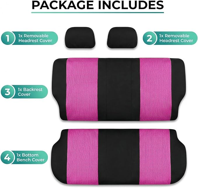 FH Group Automotive Rear Car Seat Covers for SUV, Trucks, Sedan and More - Universal Fit Rear Solid Bench Design Interior Acc