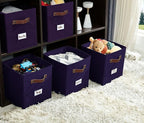 DECOMOMO Storage Bins, Cube Storage Bin with Labels, Fabric Storage Cubes for Shelves (10.5" x 11" / 6pcs, Deep Violet)