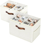 Budding Joy 2 Pack Shoe Organizer for Closet, Clear Foldable Shoe Storage Containers Adjustable Dividers Fits 16 Pairs,Shoe S