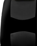 FH Group Car Seat Covers Flat Cloth Automotive Black Full Set, Rear Solid Bench Universal Fit Combo Steering Wheel Cover & Seat Belt Pads Car Seat Protector for Cars Trucks SUV Interior Accessories