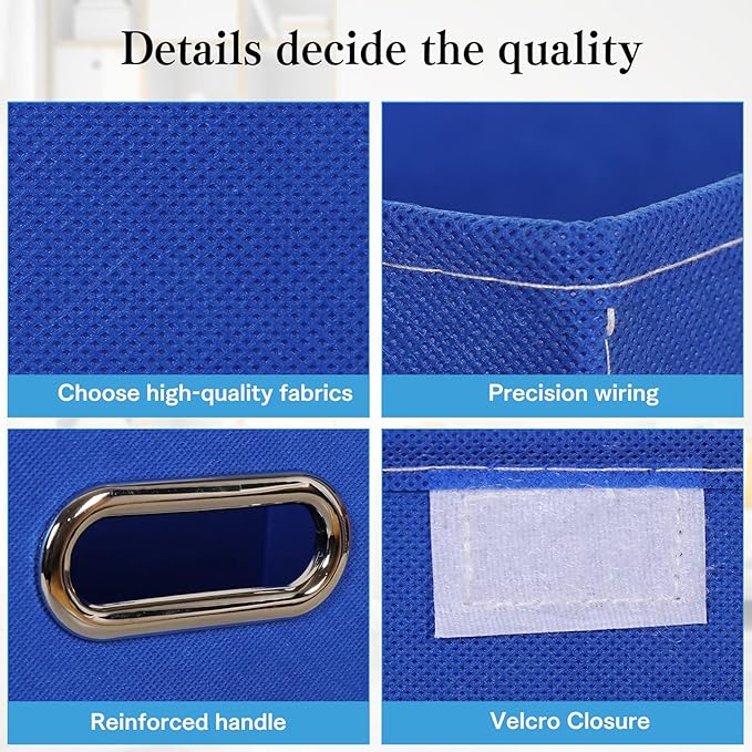 STOREONE Fabric Storage Cube Bins Foldable Organizer Container Collapsible Basket with Lids and Metal Handles, for Home, Bedr