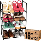 Sundaze Shoe Rack - 4 Tier Shoe Rack for Closet, Sturdy Stackable Shoe Organizer for Closet, Bedroom, Entryway, Garage, Non W