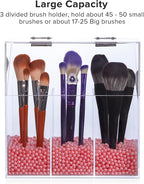 Acrylic Makeup Brush Holder with Lid - Clear Cosmetic Makeup Brush Organizer and Storage Box with Cover for Vanity - Large Ca