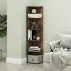 Furinno PASIR Book Shelf, 5-Tier Corner Bookshelf with Open Shelf, Standing Bookcase, 9.3 x 12 x 51.7, for Organization and S