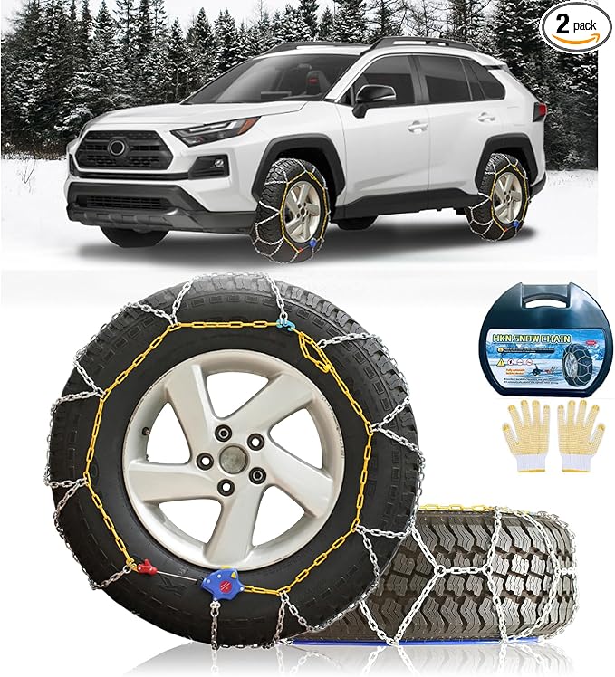 Auto Tightening Snow Chains Tire Chains, 1-Minute Quick Install, Universal Fit for Car/SUV/Pickup Truck, Multi-Weather Emerge