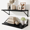 Deep Floating Shelves,24" Wx10 D Floating Shelf for Wall Set of 2,Hanging Storage Shelf with Metal Brackets,Wide Display Wall