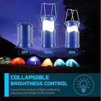 Lichamp LED Camping Lantern, 4 Pack Battery Powered Flashlight for Power Outages, Portable Collapsible Hanging Light Essentia