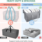 BALEINE 8-Pack Oversized Moving Bags with Reinforced Handles, Heavy-Duty Storage Tote for Clothes, Moving Supplies (Winter Gr