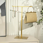 Purse Display Stand Jewelry Towers 2 Packs Stainless Steel Bag Stand Tabletop Adjustable Height Double Hook Hanging Jewelry S