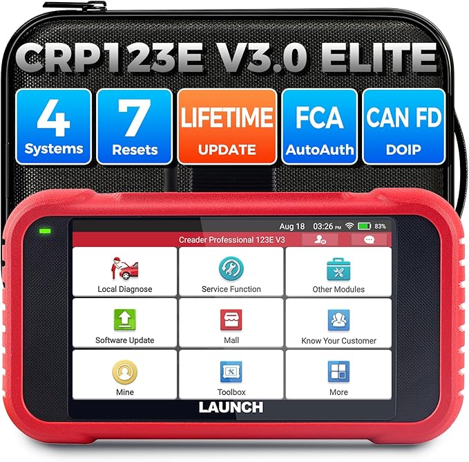 2026 Upgraded LAUNCH OBD2 Scanner CRP123E V3.0 Elite, Diagnostics Tool for Engine, ABS, SRS, AT, with 7 Resets,
