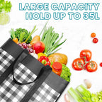 WOWBOX Reusable Grocery Bags,10-Pack, Foldable Reusable Shopping Tote Bags bulk with Reinforced Handles,Large Storage Bags with Water Resistant Coating for Groceries,Multipurpose,Black-White