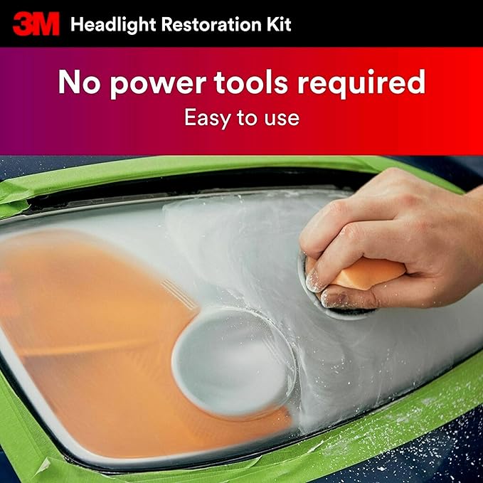 3M Headlight Lens Restoration Kit, Medium Duty 2-Pack, No Tools Required, Restores Cloudy Yellowed Plastic Lenses, Includes S