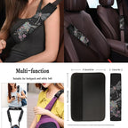 Dragonfly 13 Pcs Auto Seat Cover Sets Steering Wheel Cover Seatbelt Pad Floral Armrest Cover Pad Cup Holders Keychain Chapstick Holder for SUV Van Sedan Truck