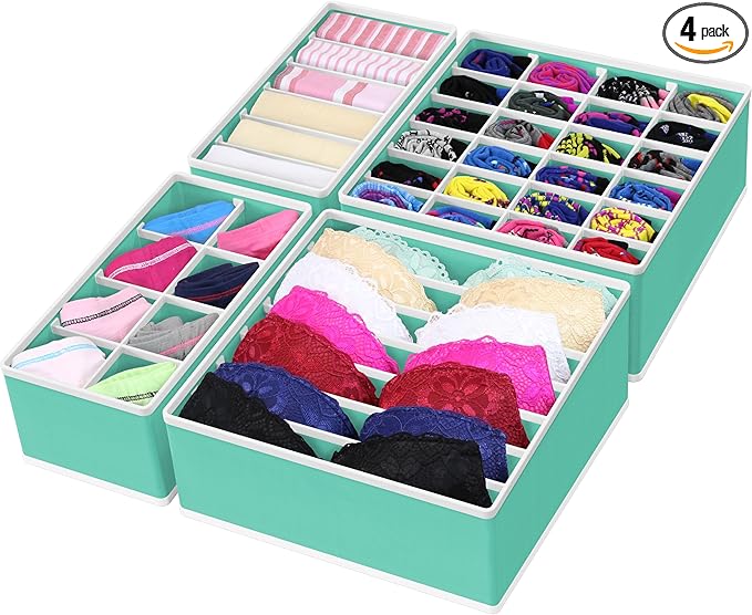 Simple Houseware 4-Pack Drawer Organizer Set - Closet Dividers for Underwear, Socks, Bras, Scarves, Ties - Foldable Non-Woven
