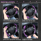 CAR PASS Line Rider Microfiber Leather Sporty 14.5-15 inch Steering Wheel Cover Universal Fits for 95% Truck,SUV,Cars, Anti-S