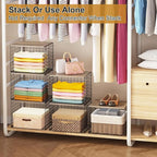 Widened & Heightened Closet Organizers And Storage Shelves With Top Board, Set of 3 Stackable Closet Shelf Organizer Storage 