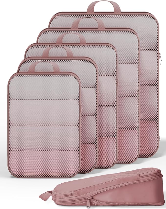 Veken 6/9/11 Set Compression Packing Cubes for Travel Essentials,Compressible Expandable Large Luggage Suitcase Organizer Bag