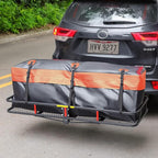 WEIZE Folding Hitch Mount Cargo Carrier 60" x 20" x 6", 500 lbs Capacity Hitch Cargo Rack with Waterproof Bag, Hitch Stabilizer,Net and Straps for SUV Pickup Camping Traveling