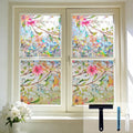 Hilarious Stained Glass Window Film Rainbow Floral Static Cling Window Film Flower Window Privacy Film No Glue Decorative Window Cling UV Blocking Heat Control Glass Windows Stickers, 35.4''x78.7''