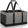 MHOMER Reusable Grocery Bags Extra Waterproof Large Utility Tote Bag with Carrying Handles Foldable Shopping Bags for Storage Space Saving Reinforced Bottom Durable Oxford Fabric Grey