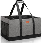 MHOMER Reusable Grocery Bags Extra Waterproof Large Utility Tote Bag with Carrying Handles Foldable Shopping Bags for Storage Space Saving Reinforced Bottom Durable Oxford Fabric Grey