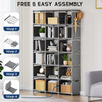 Mavivegue Bookshelf,18 Cube Storage Organizer,Extra Large Book Organizer,Tall Bookcase Shelf,Book Cases/Shelves,Grey Cube She
