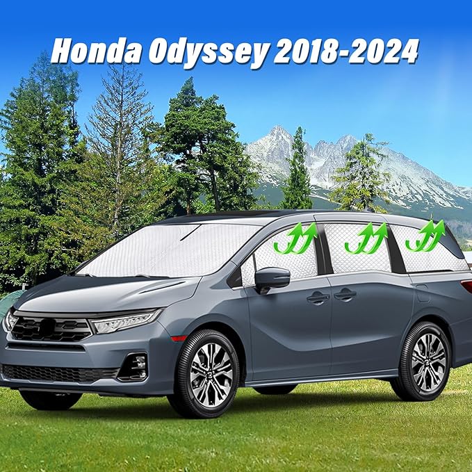 KMF 8pcs Thicken Sun Shades for Honda Odyssey Elite 2018-2024 Accessories,Windshield Sunshade Full Car Window Covers Sunshade for Side Rear, UV Block and Privacy Blackout for Car Camping Outdoor