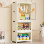 Montary Portable Kids Closet Storage Organizer for Clothes, Children's Wardrobe Closet with Magnetic Doors, Plastic Baby Ward