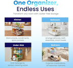 Masirs 2-Tier Clear Pull-Out Drawer Organizer - Sleek, Compact & Sturdy Makeup and Closet Organizer - Easy Assembly Kitchen S