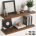 32 Inch Floating Shelves for Wall Set of 2, 8"D Wood Grain Bathroom Shelves with Invisible Brackets, Easy Install Engineered 