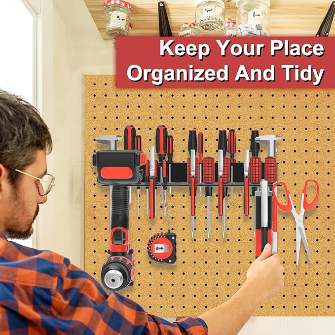 Metal Screwdriver Organizer, Wall Mount Plier Organizer Hammer Holder, Hand Tool Storage Rack for Garage Workshop Workbench(B