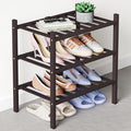 Smiry Bamboo Shoe Rack for Closet, 3 Tier Small Wooden Stackable Shoe Organizer, Free Standing Shoes Storage Shelf for Entryw