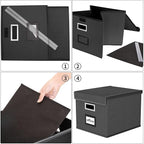 Huolewa New Portable File Organizer Boxes Set of 4, Collapsible Linen Hanging Filing Storage Boxes with Plastic Slide, Decora
