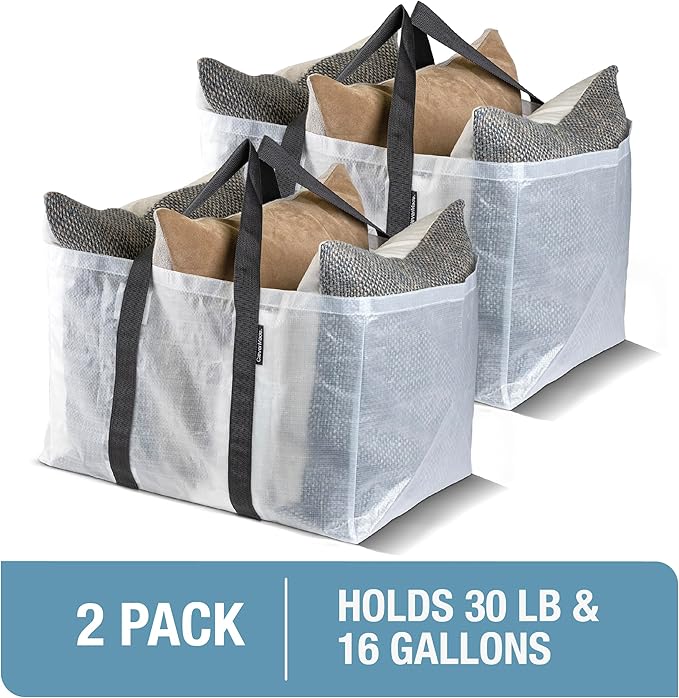 CleverMade Frakta Basket Reusable Grocery Tote - 76L - Pack of 2 - Transparent - Collapsible Storage Shopping Organizer - Hea