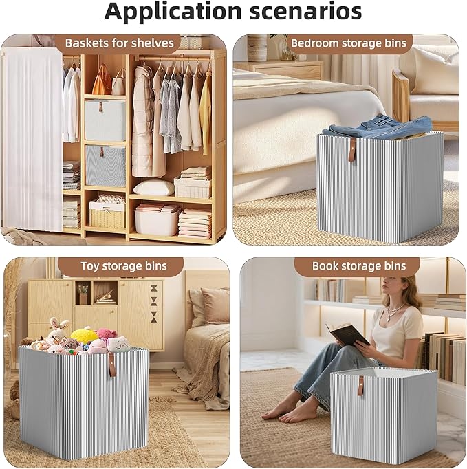 Cube Storage Bin 12x12 in- 2 Pack,Collapsible Fabric Storage Bins,Open Home Storage Bins,Baskets for organizing,For Clothing 