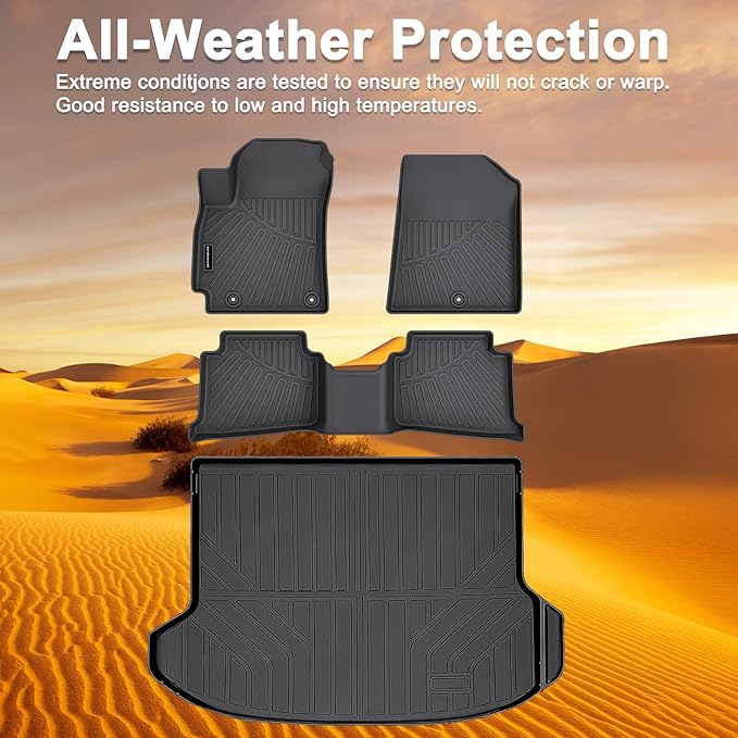 TPE Floor Mats for 2024-2026 Kia Seltos LX/S/EX/SX Turbo/X-Line, All Weather Car Floor Liners Fit Kia Seltos Accessories Black （Crop fit Subwoofer