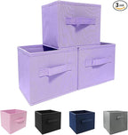 EBIGIC Purple Storage Bins [3 Pack] 9.0"x7.5"x7.5",Mini Storage Box Fabirc Foldable Closet Toy Organizer Collapsible Cloth