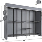 Raybee Clothes Rack with Cover,Clothing Rack for Hanging Clothes,Portable Closet,Adjustable,1150LBS,18" D x 76" W x 77" H,Bla