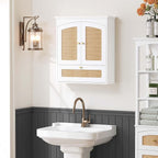 Spirich Bathroom Cabinet Wall Mount, Boho Medicine Cabinet for Bathroom, Over The Toilet Storage Cabinet with Rattan Doors an
