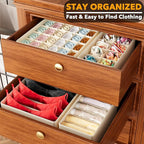 SpaceAid Underwear Drawer Organizer, 4 Pack Dresser Organizer Bins for Nursery, Closet Organization and Storage with Dividers