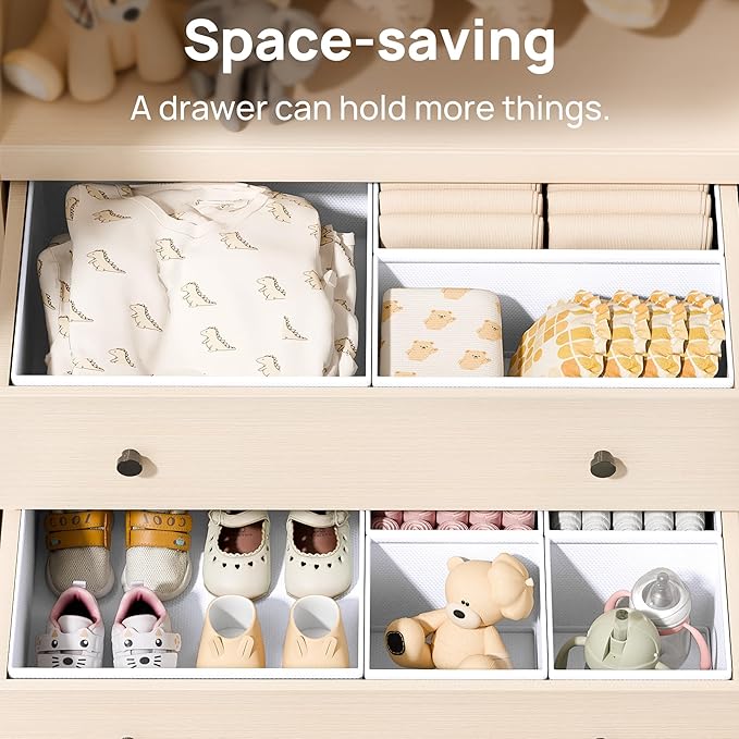 Vtopmart 12 Pack Baby Clothes Organizer, Dresser Drawer Organizer for Baby Clothing, Foldable Fabric Closet Drawer Storage Bi