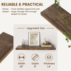 Elm Floating Shelves for Wall Decor, Rustic Solid Wood Shevles Wall Mounted with Invisible Bracket for Living Room Bathroom B
